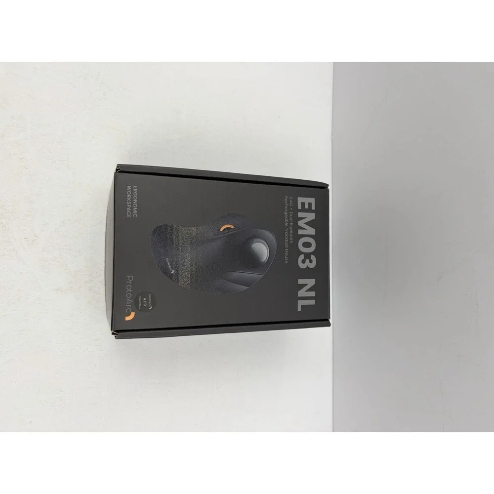 ProtoArc EM03 NL Ergonomic Rechargeable Wireless Trackball‎ Mouse Gray Bluetooth